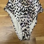 Good American ‎ Ruched Halter One Piece Cutout Swimsuit Cheetah Rose Size 3 Large Photo 6