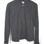 Petite Sophisticate  Blk Argyle Quilted Zip Up Mock Neck Sweater Jacket Petite S Photo 0