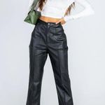 Princess Polly Encore Black Faux Leather High Rise Straight Leg Pants 6 Photo 2