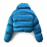 Poster Girl Blue Satin Rhinestone Cropped Puffer Jacket XS Photo 2