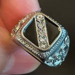 Black obsidian stone CZ S925 silver ring size 8 Photo 6