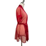 Frederick's of Hollywood Vintage Fredrick's of Hollywood Red Sheer Nylon Robe Lingerie Photo 4