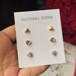 Michael Kors LOGO Heart Stud 3 Pair Set Earrings Photo 2