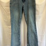 Blue Flare Wide Leg Jeans with Vintage Photo 0
