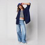 Free People  Lou Blazer Shirt Navy Photo 1