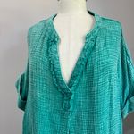 Natural Life Umgee 100% Cotton Gauze Tunic Top Size M Teal Boho Oversized Summer Blouse Photo 8