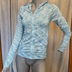 Athleta Full Zip Hoodie Workout Jacket Blue Long Sleeve Stretch Ruched Sporty Photo 1