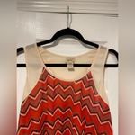 Eyelash Couture  Size M Sheer Racerback Red Cream Western Aztec Print Tank Top Photo 3