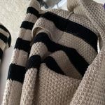 Urban Outfitters Cute and Cozy  Cream Black Striped Wrap Sweater Photo 2