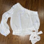 Glam White One shoulder-long sleeve Satin Top🤍 Photo 1