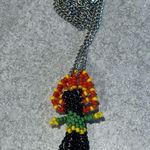 Vintage Indigenous American or Mexican Indian Beaded Figure Pendant Chain Red Photo 1