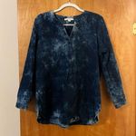 J.Jill Pure  Tunic Top Shirt Blue Tie-Dyed Organic Cotton V-Neck Size Medium Photo 0