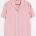 Allison Daley Vintage  Pink Flowy Textured Button Front Collared Blouse sz 16 Pre Photo 0