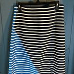 J.Crew Asymmetrical Striped Navy Blue, Cream & Light Blue Skirt | Size 6 Photo 0