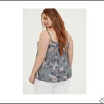 Torrid  Plus Size Grey Floral Gauze Shirred Babydoll Cami Size 5XL Photo 1