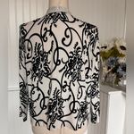 White & Black Long Sleeve Open Front Cardigan by Lyn Size L Photo 2