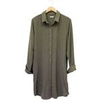 Faherty Legend Sweater Mini Shirtdress Tunic in Olive Melange Flannel Size Large Green Photo 4
