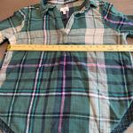 Sonoma  Womens Flannel Plaid Shirt Top Collared‎ Green Purple Long Sleeve PL Photo 4