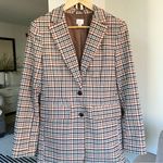 A New Day Brown Pink Rust Plaid Two Button Tailored Blazer Jacket Oversized Small Lined Photo 3