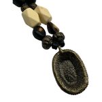 Bohemian Chunky Beaded Pendant Necklace Neutral Earthy‎ Hippie Statement Jewelry Photo 3