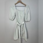 Faherty  Khai Poplin Dress in Birch size Small Belted Puff Sleeve Tie Waist $178 Photo 1