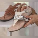 Vionic Lupe Boa Met Adjustable T strap sandal Leather cream snakeskin print 9 Photo 9