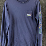 Vineyard Vines  Women’s Shirt Long Sleeve Crew Neck Lightweight Pocket Blue Sz S Photo 0