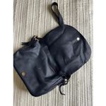 Akua Blue Black Pebble Faux Leather Laser Cut Fringe Flap Shoulder Bag Purse Photo 3