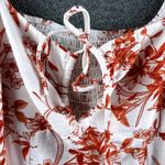 Women's XS White Floral Milkmaid Cap Sleeve Dress Tie Front Smocked Midi Dress Photo 5