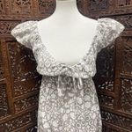 Trina Turk  dress 4 baby doll gray star metallic cap sleeve tie front Short Y2k Photo 1