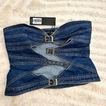 LIONESS NWT  Buckle Corset in Dark Denim Size L Photo 1