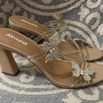 Abound  Size 8.5 Butterfly Kimora Clear Strap Beige Sandal With Rhinestones Heels Photo 5
