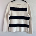 Tory Burch  Women's Bateau Top Long Sleeve Striped Floral Cutouts Photo 0