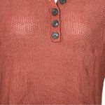 American Eagle  Rust Brown Henley Knit Long Sleeve Sweater XS Boyfriend Photo 4