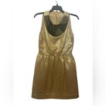 Shoshanna  - Gold Brocade Mini Dress W/ Green & Golden Sequins Size 4 Women’s Photo 3