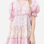 Saylor  Leigha Puff Sleeve Floral Pink Mini Dress Photo 0