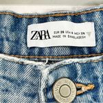 ZARA  High Waisted Light Washed Straight Legs 5 Pockets Raw Hem Jeans Size 4 Photo 6