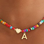 Nordstrom “A” Letter Colorful Beaded Necklace with Gold Accents Gift ready with pouch Photo 0