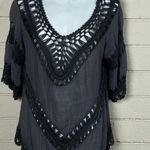 Dreamers  Boho Crochet Gray Top size L Photo 5