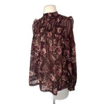 Taylor and Sage Printed Lace Illusion Dark Berry Bark Polyester Blouse Top Sz M Purple Size M Photo 8