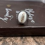 Vintage 1970s White Rhinestone Adjustable Boho Ring Stainless Steel Photo 7