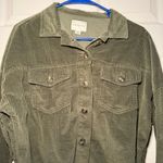 American Eagle Womens Small Olive Green Corduroy Cropped Shacket Jacket Photo 1