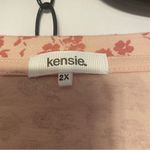 Kensie Kenzie Boxie Crop Tee Women 2X Pink Chalk Washed Floral Short Sleeve NWT Casual Photo 2