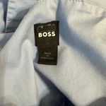 Boss Midi Dress Blue Stretch Twill Wide Crossover Straps Ruffle Skirt size 10 Photo 4