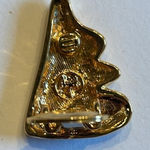 Angel Brand Vintage Signed Gold Tone Small Retro Bling Clip On Earrings Photo 4