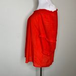Nanette Lepore  Red Crinkle Cotton Off Shoulder Elastic Top Sz Medium Photo 4
