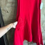 NWT Womens Midi Dress Sz Small Red Shark Bite Hem Bohochic Photo 2