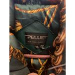 Women's Pelle Green Leather Fur Trim Hooded Jacket Size S Photo 1