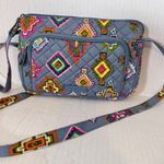 Vera Bradley  Blue Aztec Print Quilted Canvas Crossbody Handbag Purse Shoulder Photo 0