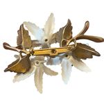 Vtg Edelweiss Floral Brooch Pin Hand Painted Flower Etched Rhinestone UNSIGNED Photo 1